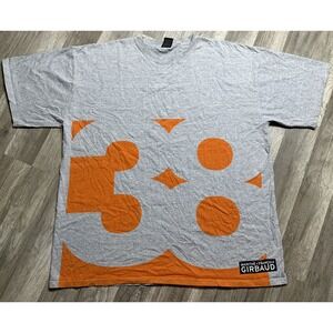 Vintage Marithe Francois Girbaud Logo 38 Orange Gray Abstract T-Shirt‎ Mens XXL